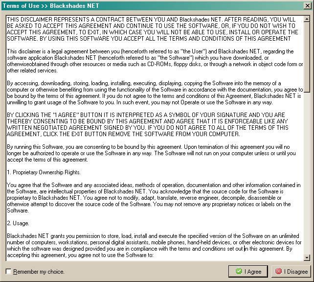 Terms screen / historical claims